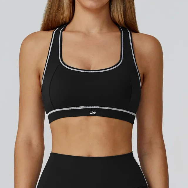 alo Underwear Racerback Contrast-Trim Sports Bra product detail image 5