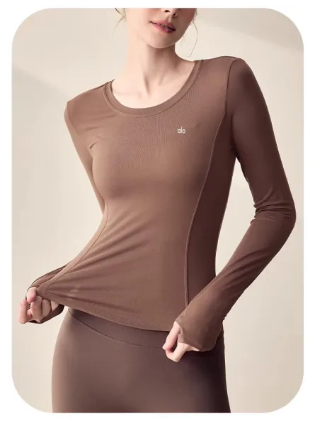 Alo Long Sleeve Performance Top Dusty Pink Activewear - 34