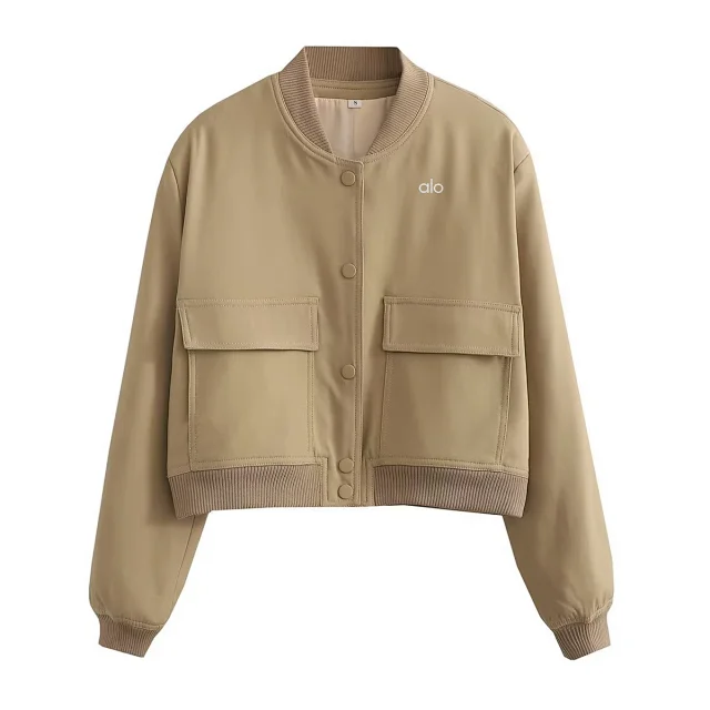 Alo Yoga Jackets Cropped bomber jacket with flap pockets product detail image 7