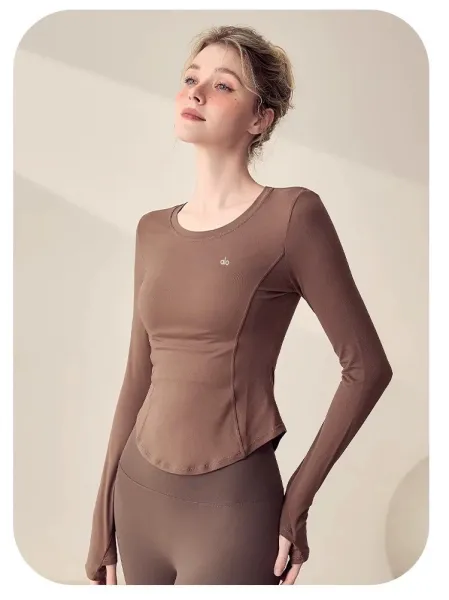 Alo Long Sleeve Performance Top Dusty Pink Activewear - 32