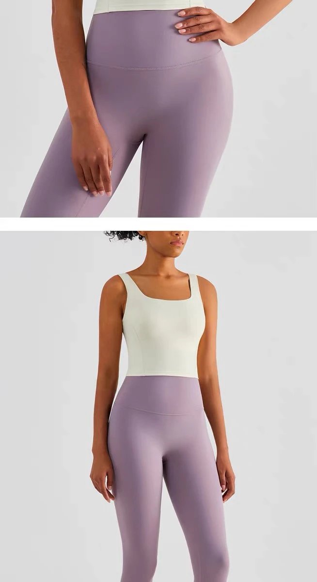 Design AIO Pro Yoga Square Neck Crop Top Lavender Activewear - 32