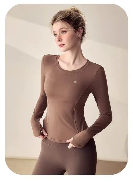 Alo Long Sleeve Performance Top Dusty Pink Activewear - 36