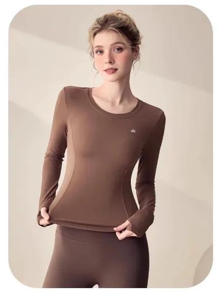 Alo Long Sleeve Performance Top Dusty Pink Activewear - 35