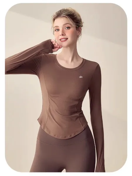 Alo Long Sleeve Performance Top Dusty Pink Activewear - 27
