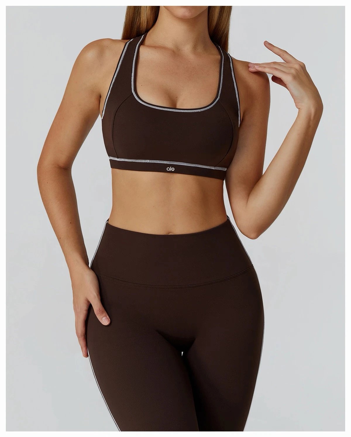 Design High-Waisted Navy Leggings with Side Stripe - 27