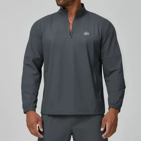 Alo Half-Zip Performance Pullover Gray Activewear Top - 1