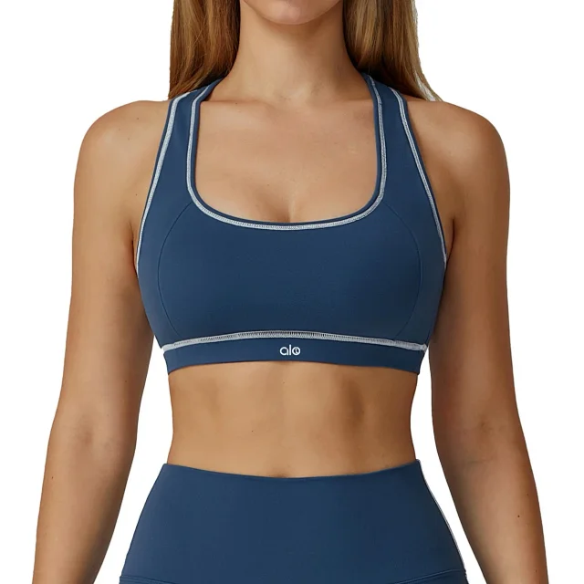 alo Underwear Racerback Contrast-Trim Sports Bra product detail image 4