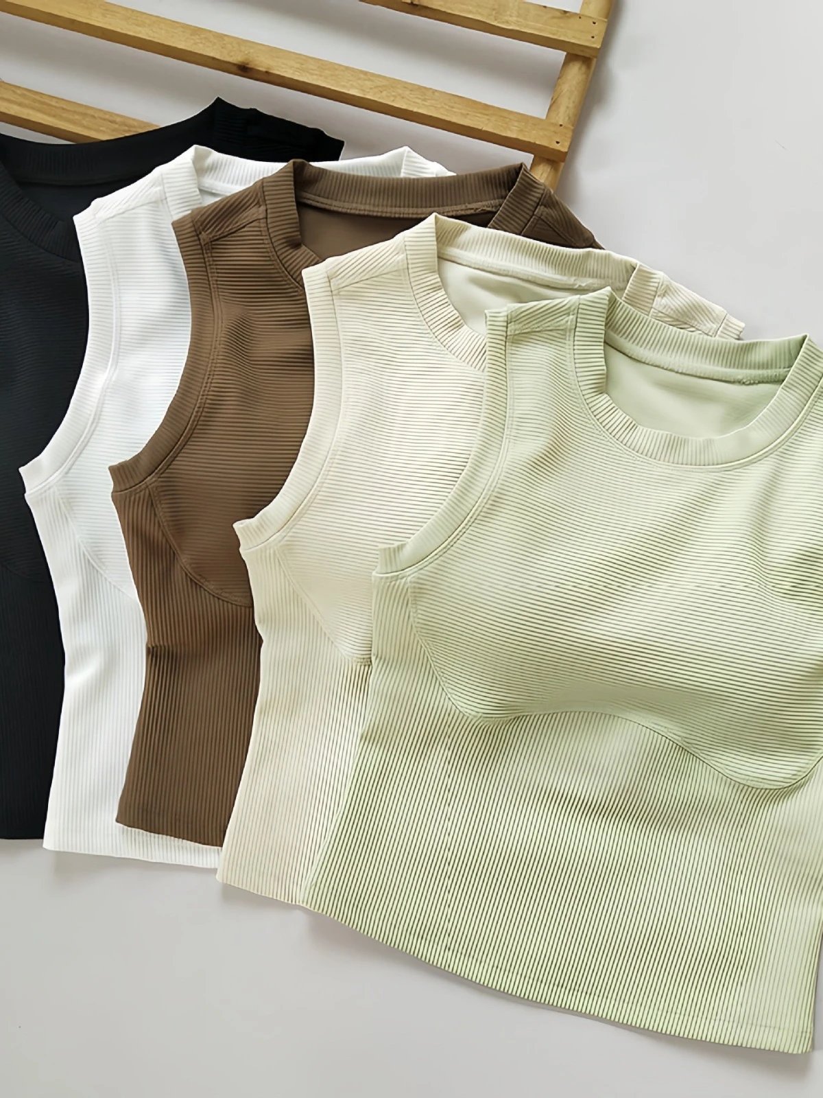 Unbranded Vests Ribbed built-in bra tank top image 2