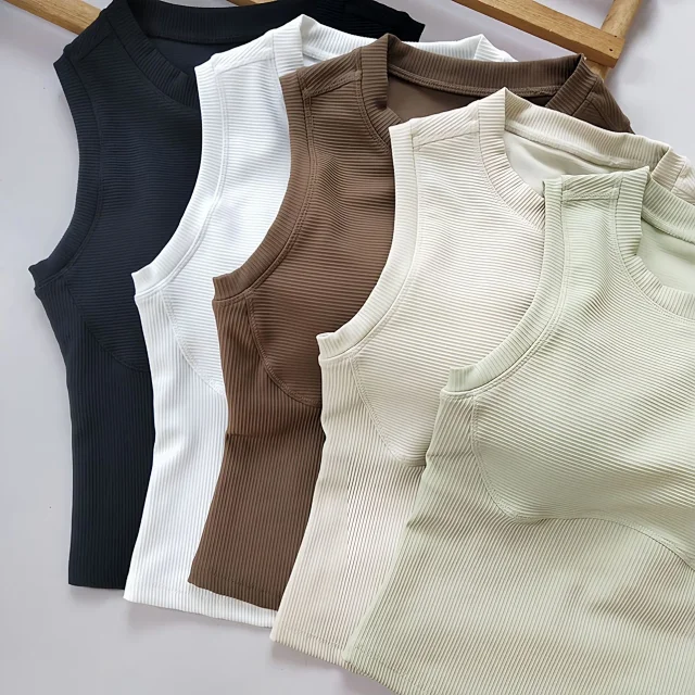 Unbranded Vests Ribbed built-in bra tank top product detail image 25