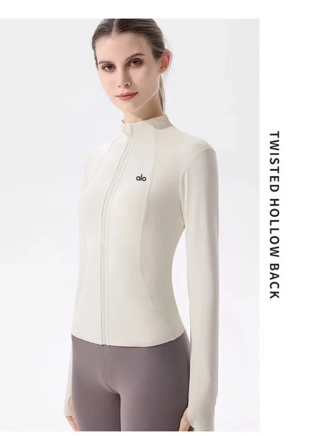 Alo Jackets Fitted full-zip stand-collar yoga jacket product detail image 27