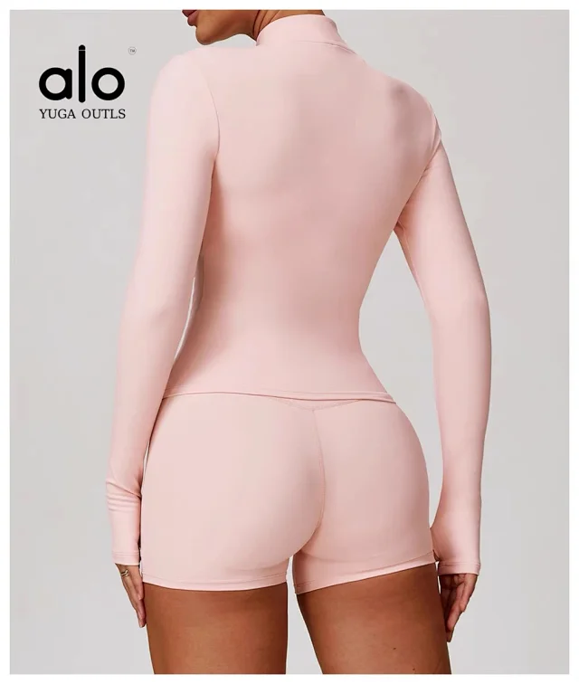 Alo Jackets DCX9000 stand-collar full-zip fitted jacket with zip pockets and thumbholes product detail image 22