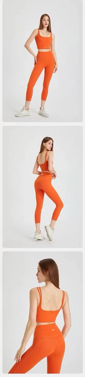 Alo Yoga Essential Crop Top and High-Waist Leggings Set Red Activewear - 26
