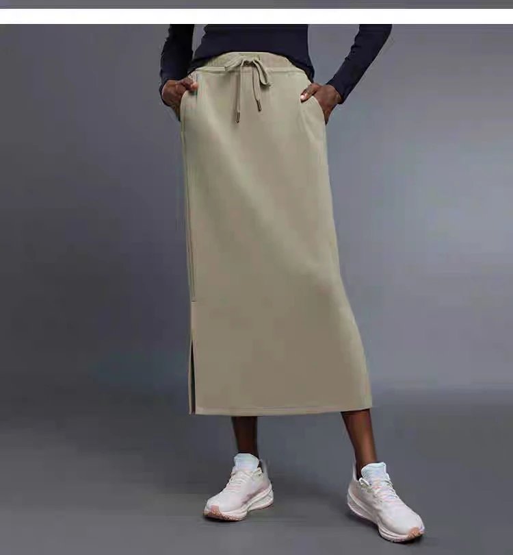 Design Drawstring Waist Midi Skirt in Navy Blue - 22