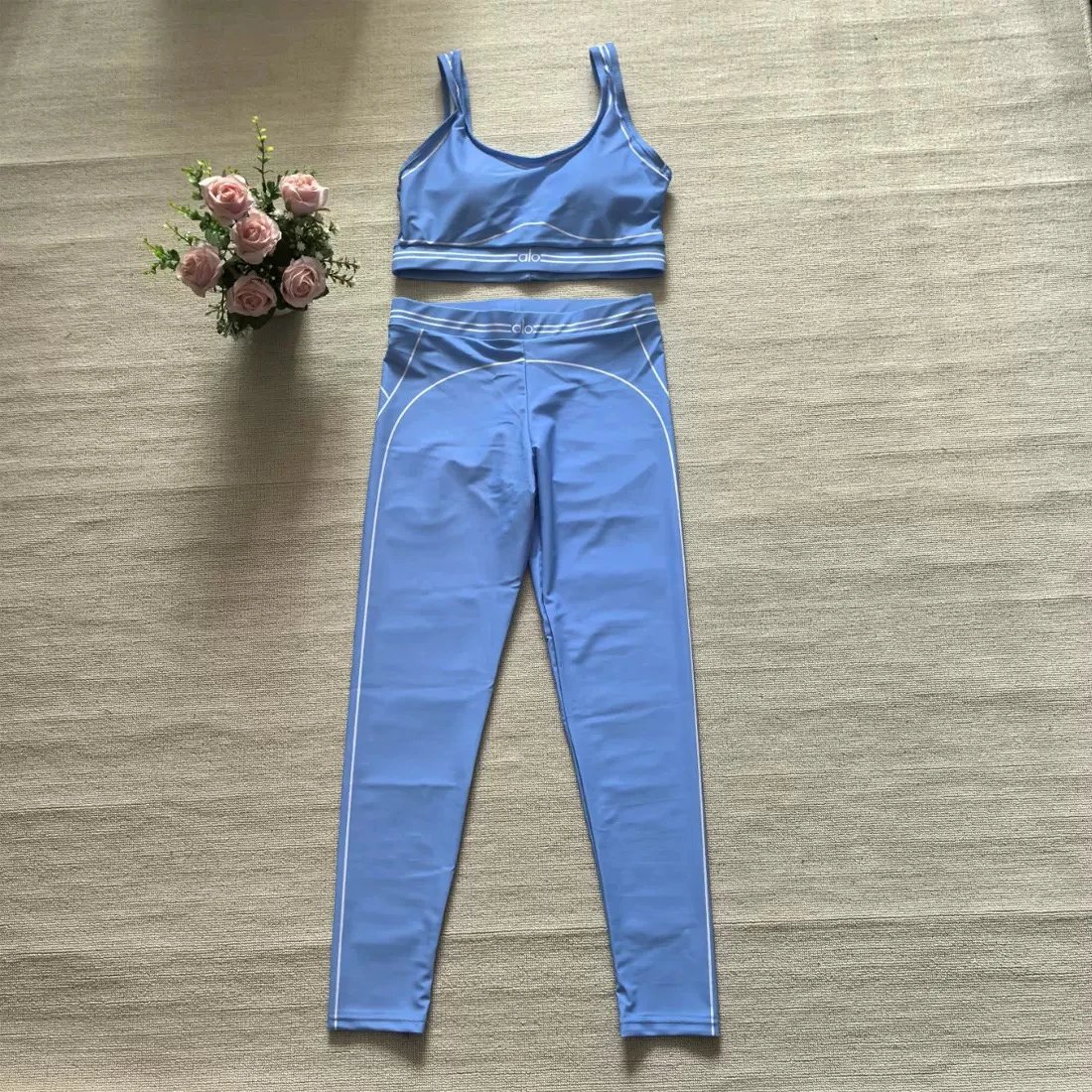 Alo Yoga Matching Sets Sports Bra and High-Waisted Leggings Set with Contrast Piping image 7