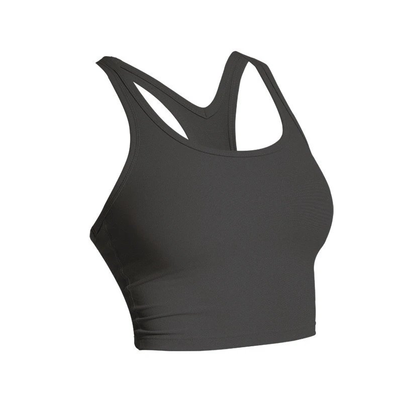 Alo Underwear Racerback longline sports bra with removable pads — Graphite gray