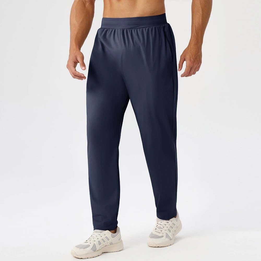 Alo Trousers Drawstring tapered training with side pockets — Navy Blue