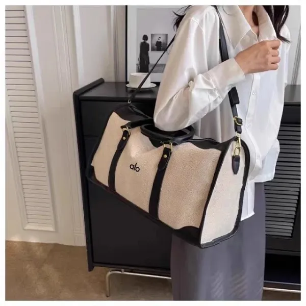 Alo Yoga Duffle Bag Black and Beige Travel Bag - 20