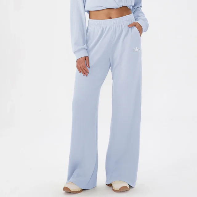 Alo Yoga Trousers Wide-Leg Waffle-Knit Sweatpants product detail image 4