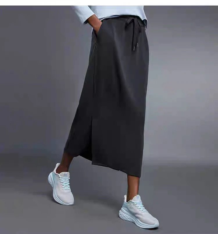 Design Drawstring Waist Midi Skirt in Navy Blue - 25