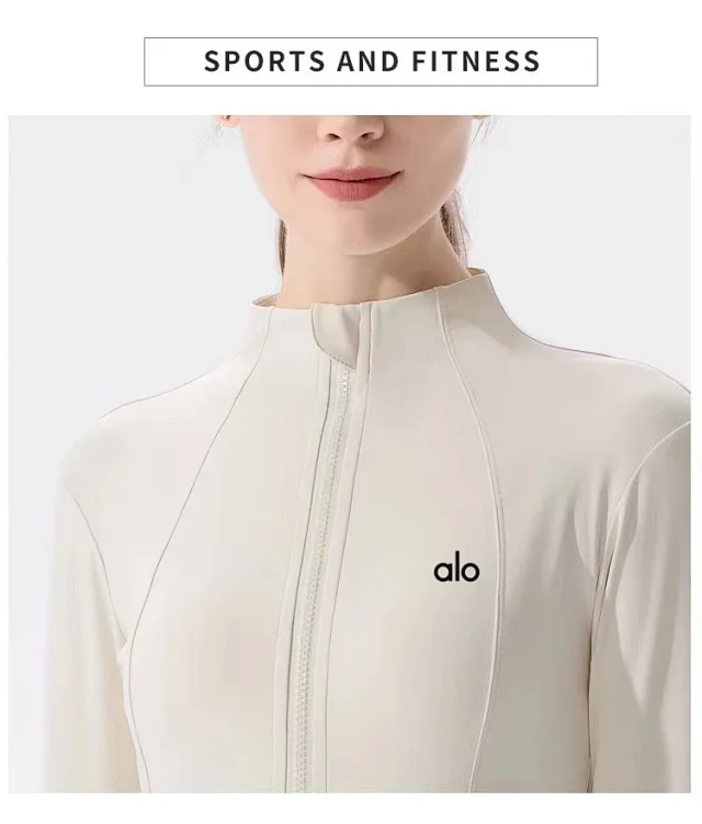 Alo Jackets Fitted full-zip stand-collar yoga jacket product detail image 26