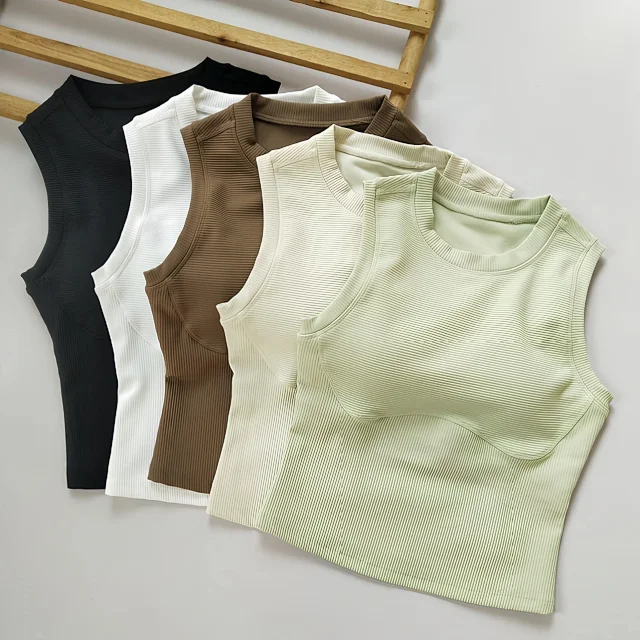 Unbranded Vests Ribbed built-in bra tank top product detail image 12