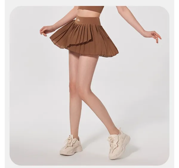 Alo Pleated Tennis Skirt Meatball Brown Shorts - 33
