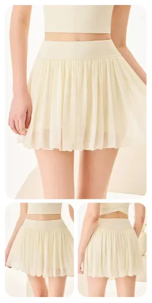 Design Pleated Tennis Skirt Beige Skirt - 19