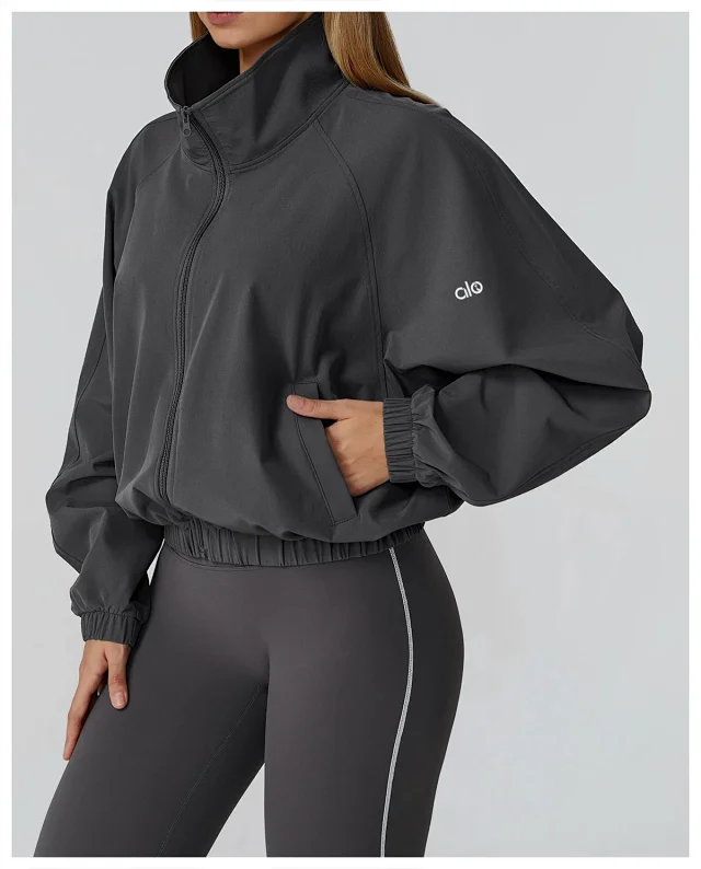 Alo Yoga Jackets Cropped Zip-Up Jacket with Stand Collar product detail image 28