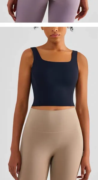 Design AIO Pro Yoga Square Neck Crop Top Lavender Activewear - 35