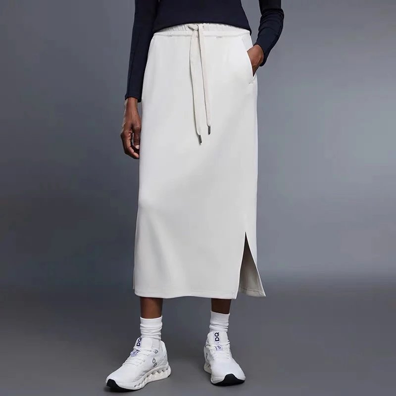 Design Drawstring Waist Midi Skirt in Navy Blue - 7