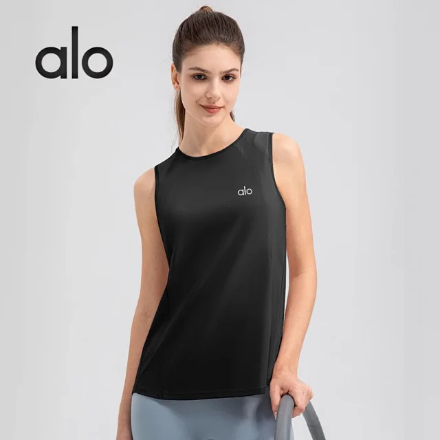 Alo Vests Sleeveless crew-neck athletic top with mesh shoulder panels product detail image 4