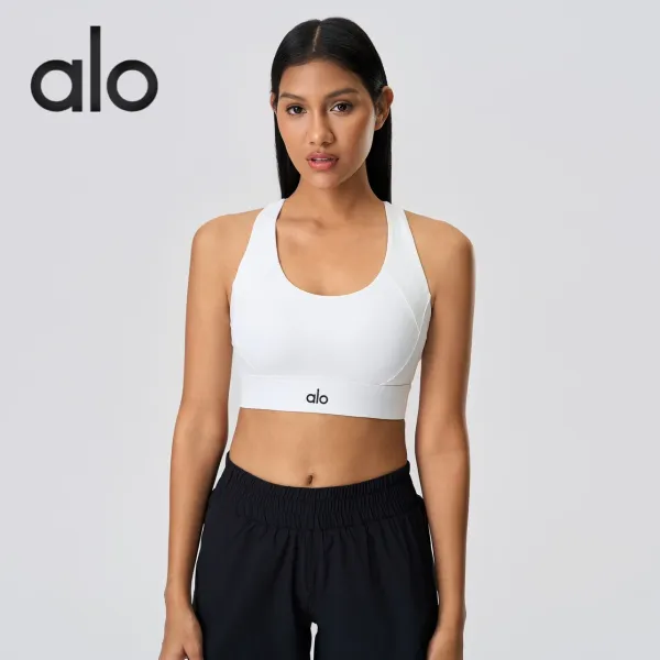 Alo Yoga Light Pink High-Impact Sports Bra with Wide Band Activewear - 5