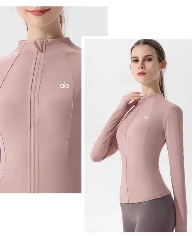 Alo Jackets Fitted full-zip stand-collar yoga jacket product detail image 24