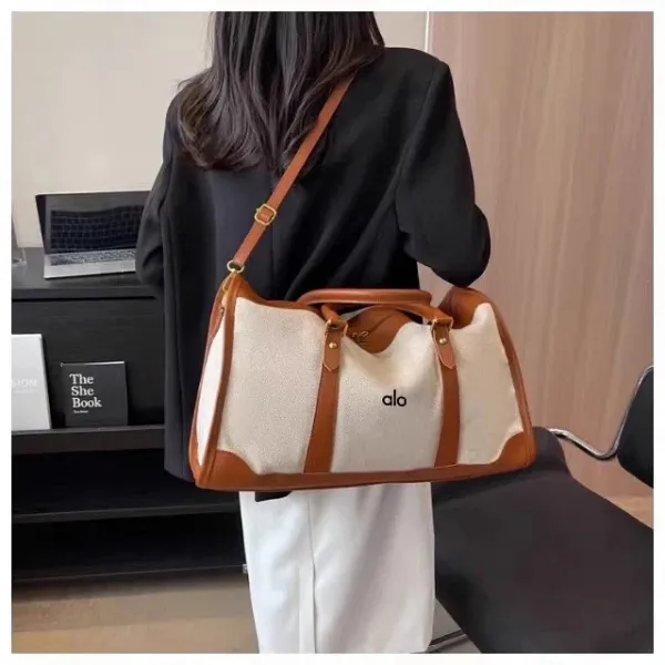 Alo Yoga Duffle Bag Black and Beige Travel Bag - 19