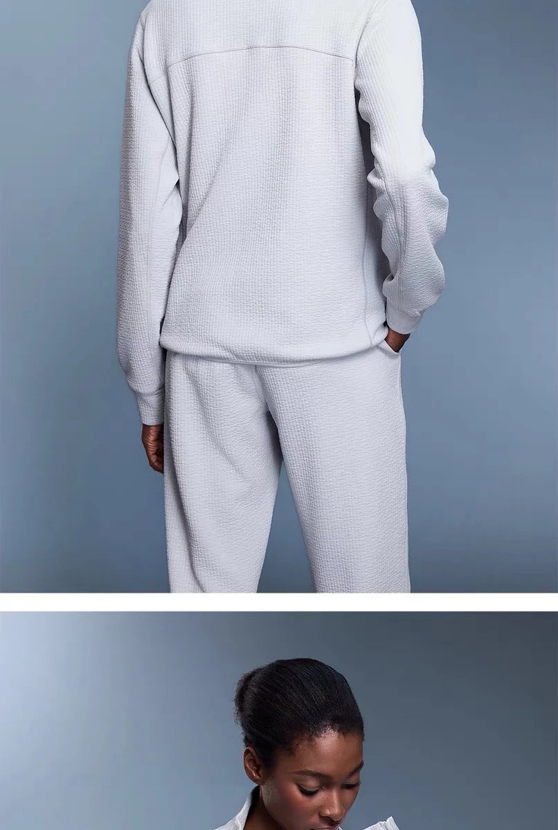 Design AIO Pro Yoga Textured Zip-Up Jacket and Pants Set White Sets - 19