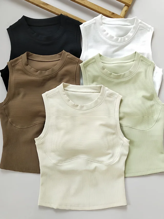 Unbranded Vests Ribbed built-in bra tank top product detail image 1