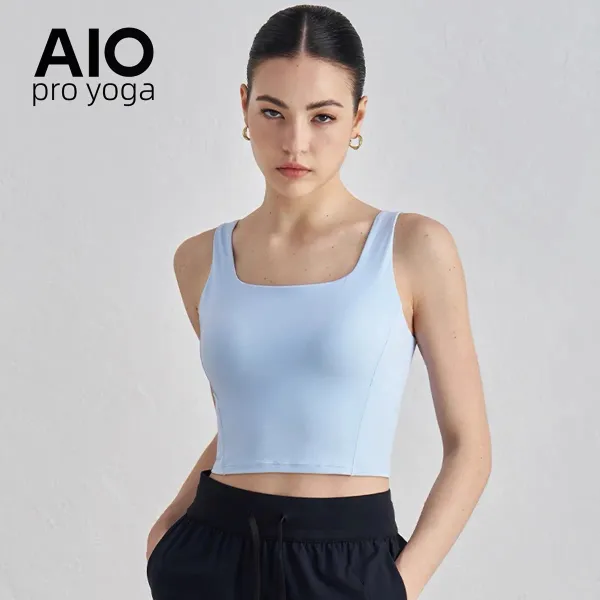 Design AIO Pro Yoga Square Neck Crop Top Lavender Activewear - 9
