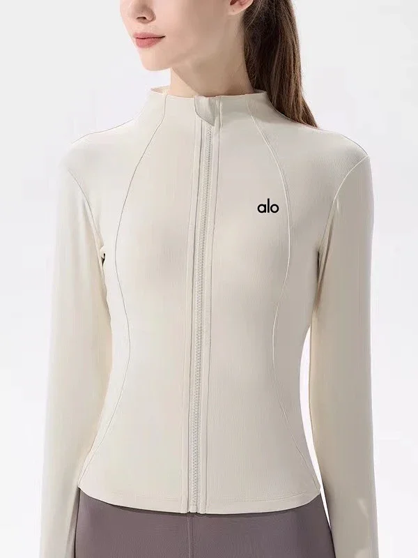 Alo Jackets Fitted full-zip stand-collar yoga jacket product detail image 6