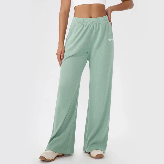 Alo Yoga Trousers Wide-Leg Waffle-Knit Sweatpants product detail image 5