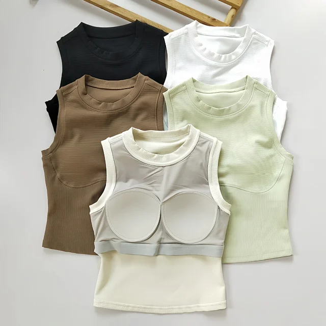 Unbranded Vests Ribbed built-in bra tank top product detail image 11