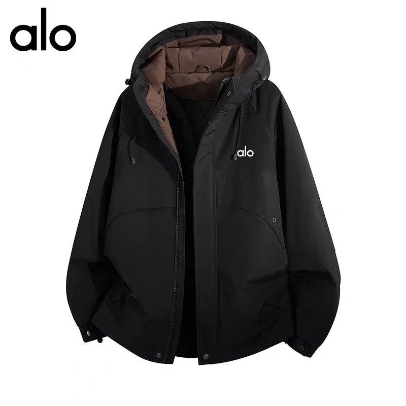 Alo Down Jackets Hooded insulated jacket with flap pockets — Black