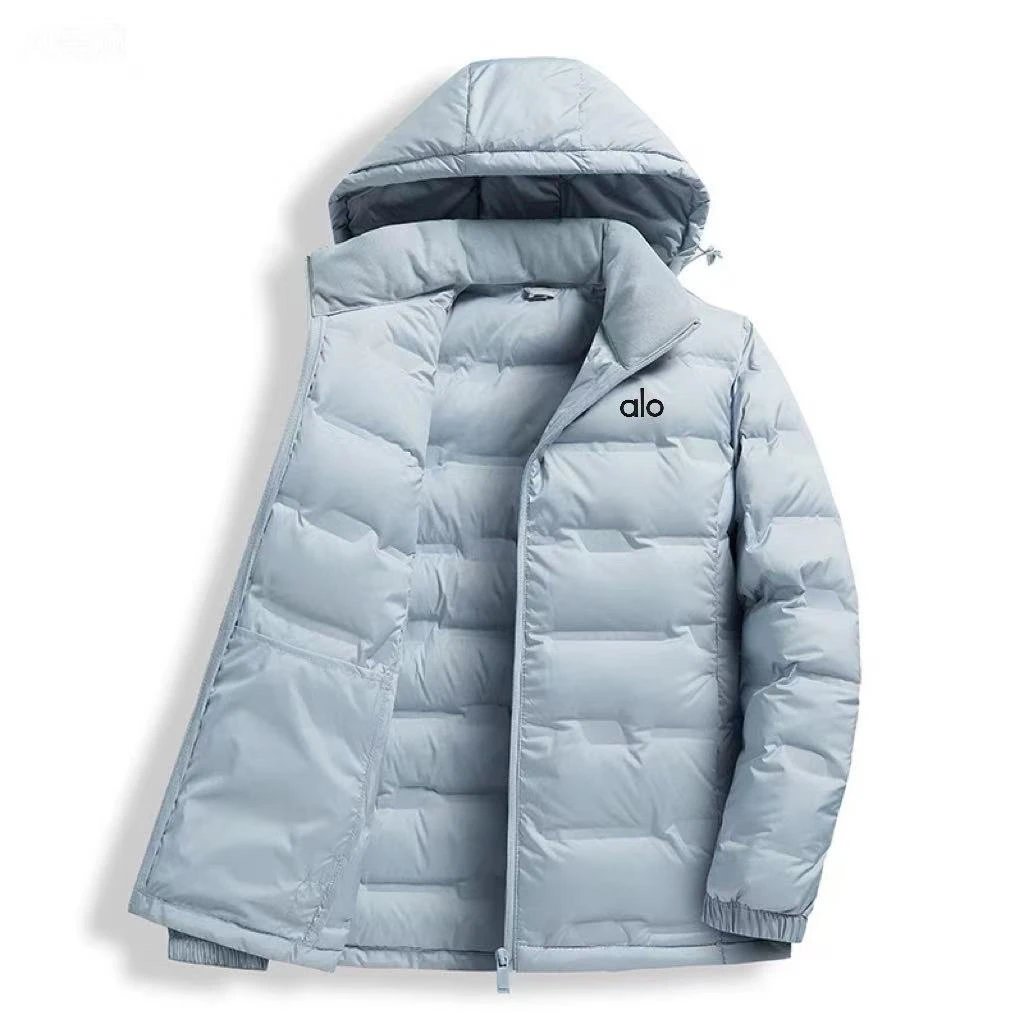Alo Down Jackets Hooded quilted puffer — Women’s light blue