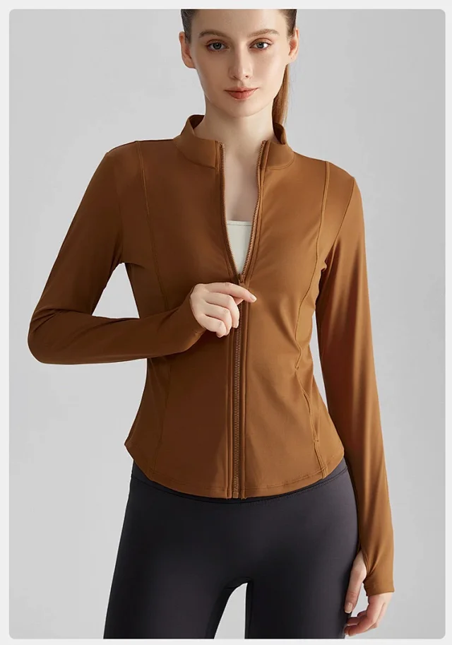 Alo Yoga Jackets Women's fitted stand-collar full-zip athletic jacket with thumbhole cuffs product detail image 15