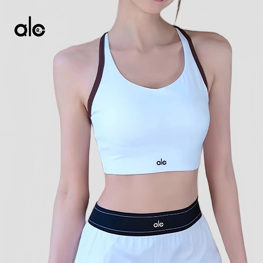 Alo Yoga Light Blue Racerback Sports Bra with Contrast Straps Activewear - 5