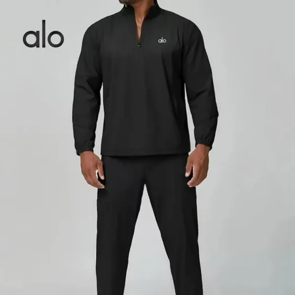 Alo Quarter-Zip Performance Top Black Activewear - 6