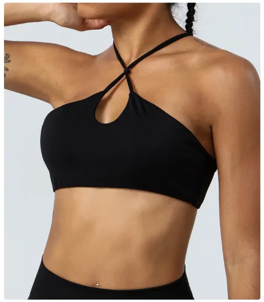 Alo Halter Cutout Sports Bra Gray Activewear - 26