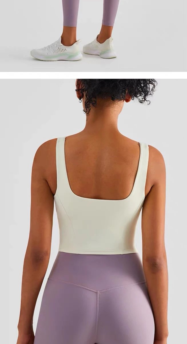 Design AIO Pro Yoga Square Neck Crop Top Lavender Activewear - 34