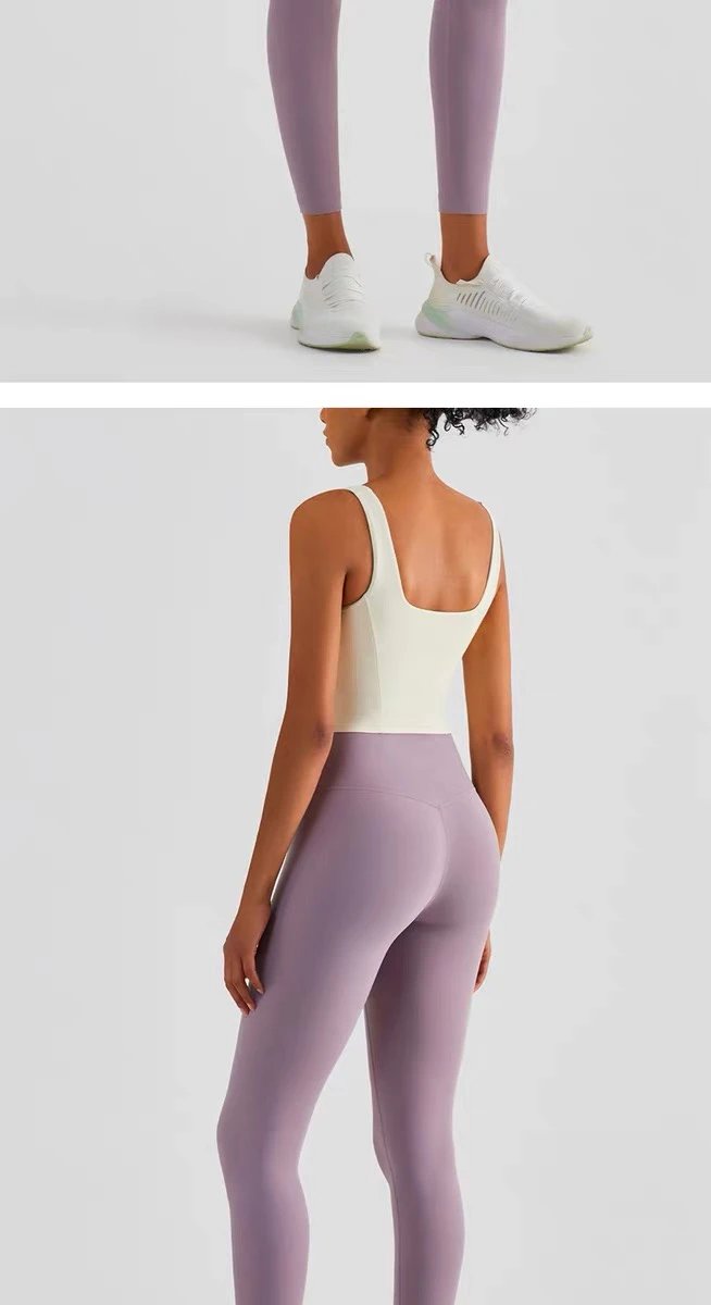 Design AIO Pro Yoga Square Neck Crop Top Lavender Activewear - 33