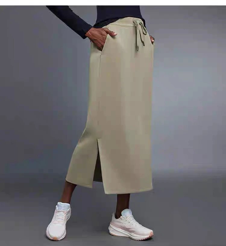 Design Drawstring Waist Midi Skirt in Navy Blue - 21