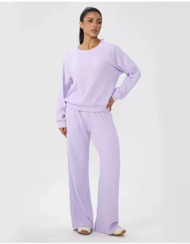 Alo Yoga Trousers Wide-Leg Waffle-Knit Sweatpants product detail image 15